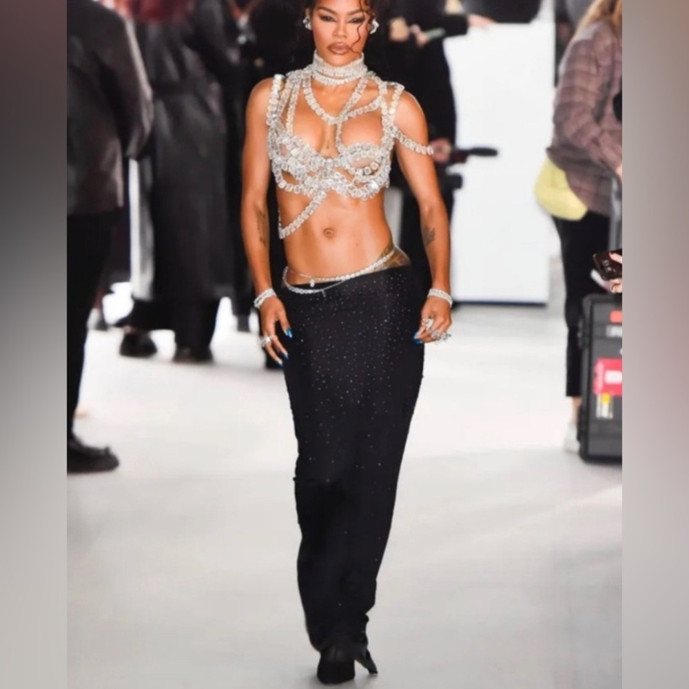 NWT Swarovski × Skims Jelly Sheer Tube Maxi Skirt Onyx/Black Size Medium